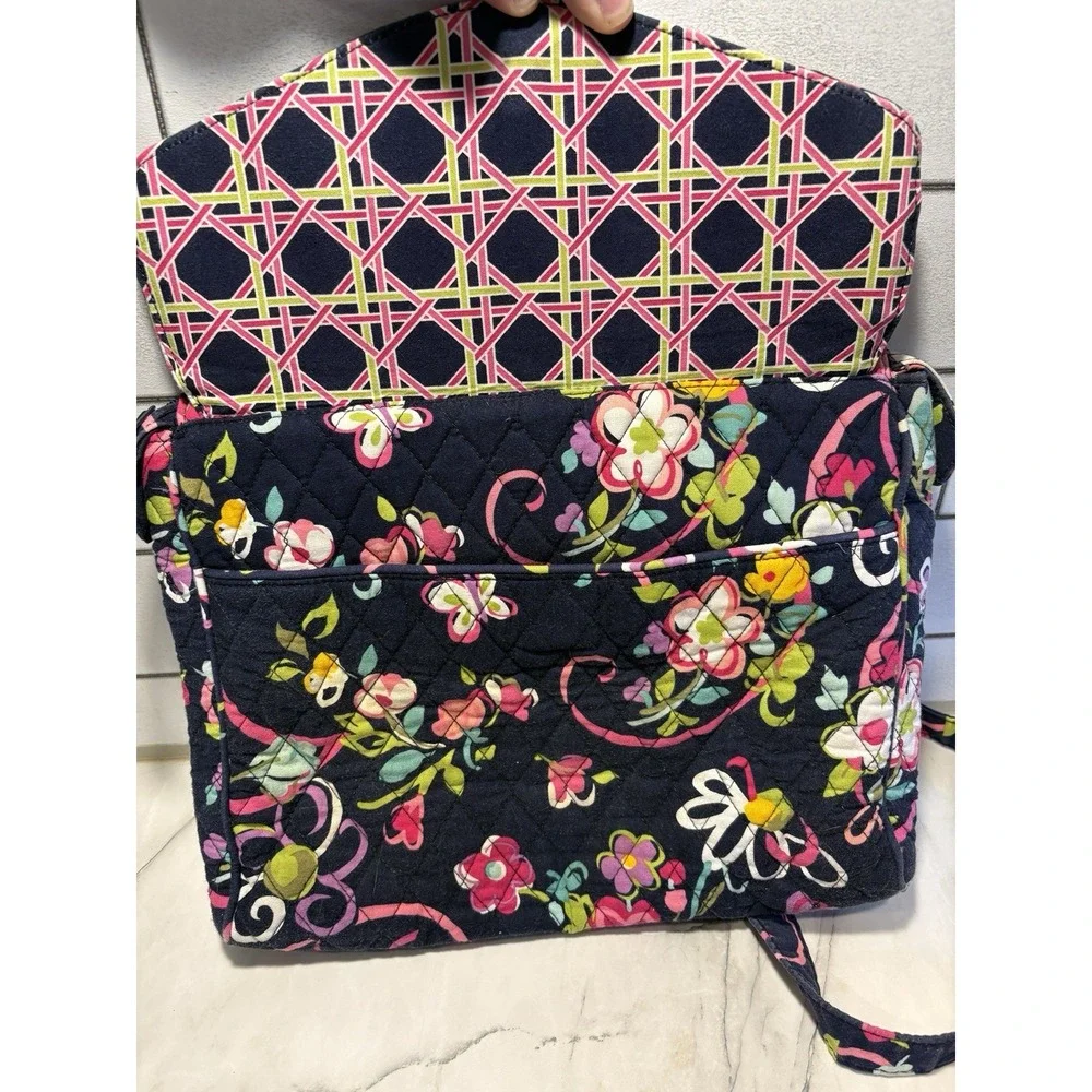 Vera Bradley Mandy Ribbons Shoulder Bag Navy Pink Floral Retired 2012
